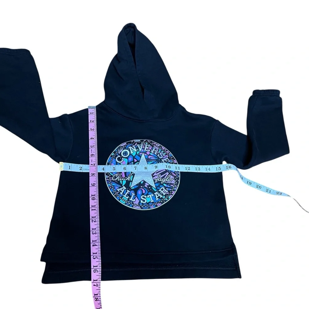 CONVERSE Chuck Taylor Boys Black Pullover Hoodie Chest Graphic Cotton Blend S